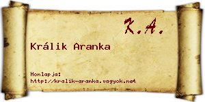 Králik Aranka névjegykártya
